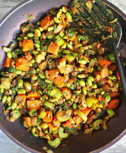 Sautéed beans and other vegetables