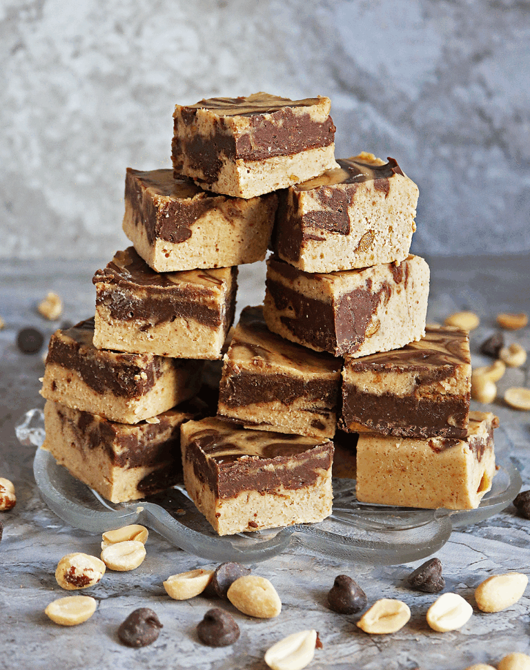 Dairy-Free&nbsp;Peanut Butter Chocolate Fudge (Easy, Creamy & No Bake)