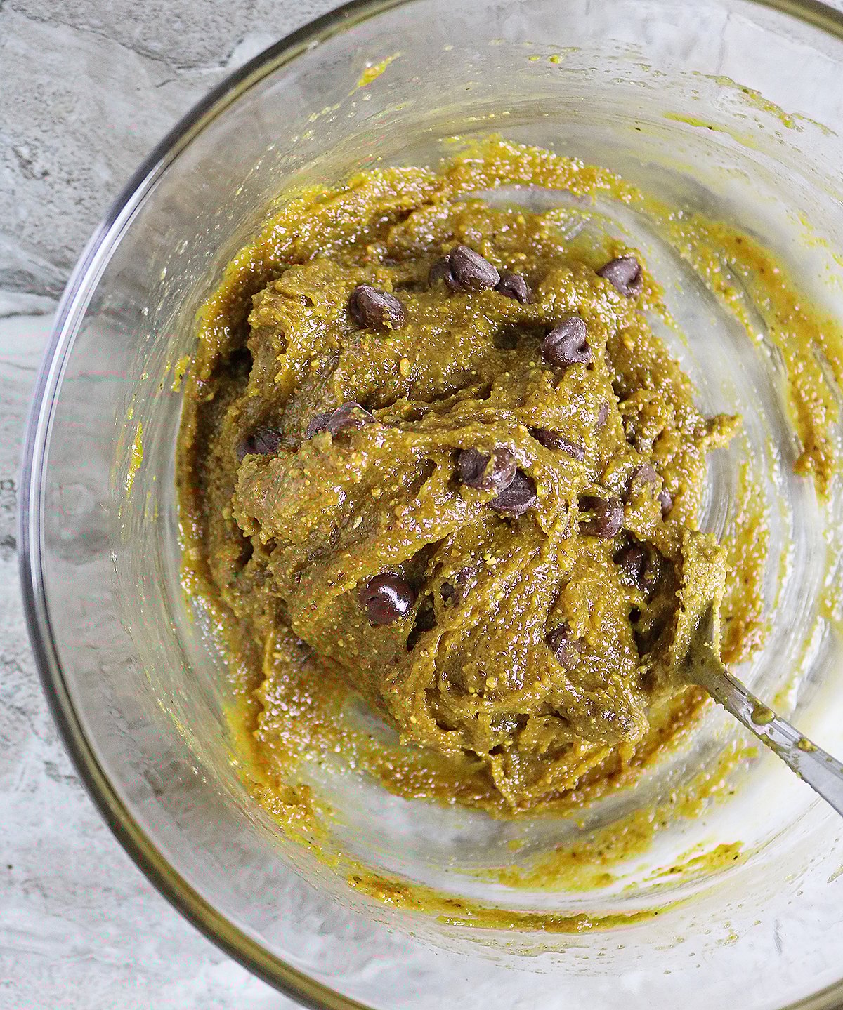 pistachio chocolate cookie dough firming up