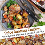 Spicy Sheet Pan Roasted Chicken and Vegetables image for Pinterest