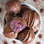 Fudgy Purple Sweet Potato truffles in a white bowl