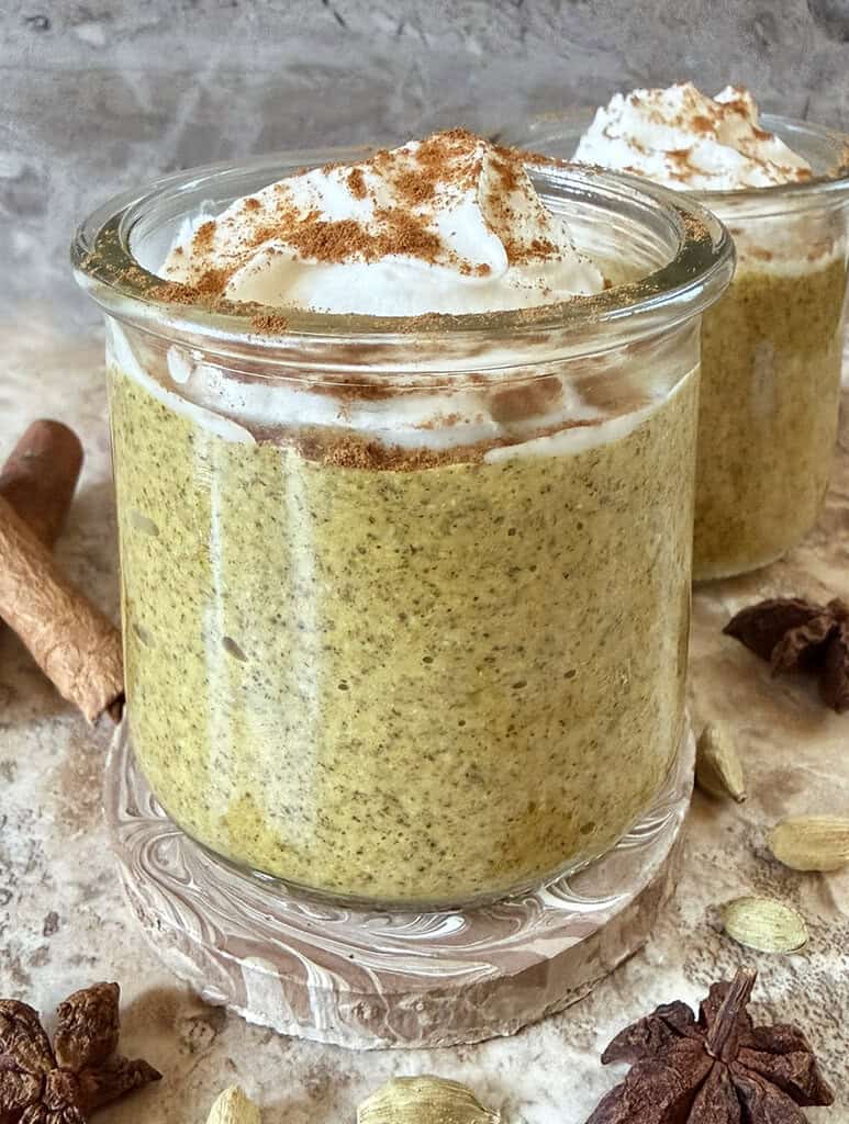 A close up of Golden Milk Chia Pudding