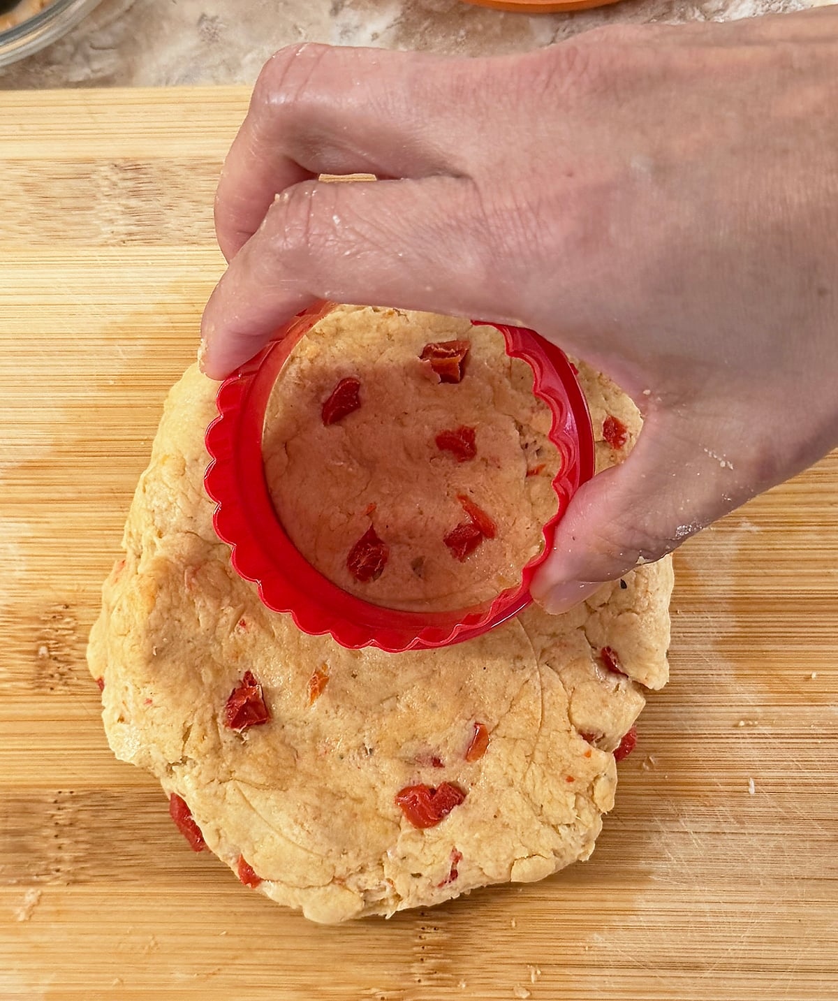 cutting the biscuit shapes