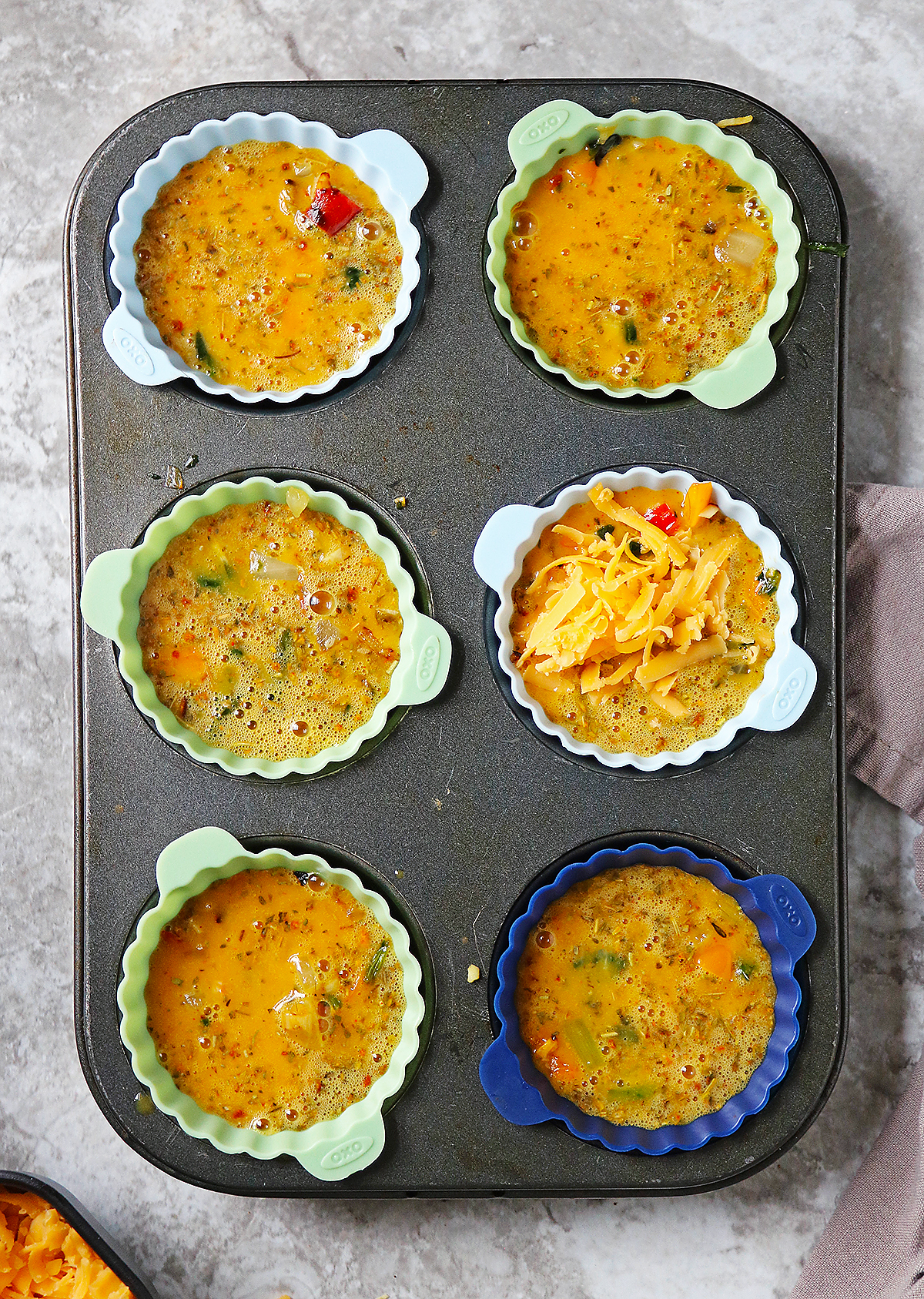 Adding cheese on top of ready to bake egg bites