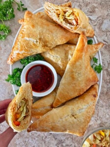 Easy cabbage and peppers encased in buttery puff pastry