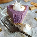 Enjoying a forkful of this delicious Easy No-bake Sugar-free Purple Sweet Potato Pie