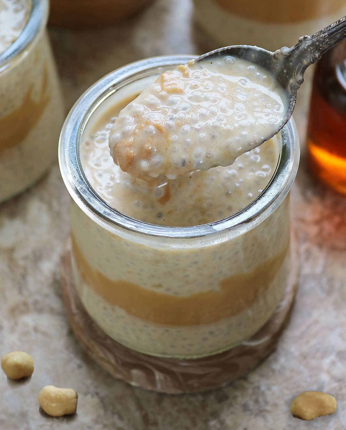 high fiber high protein peanut butter maple chia pudding
