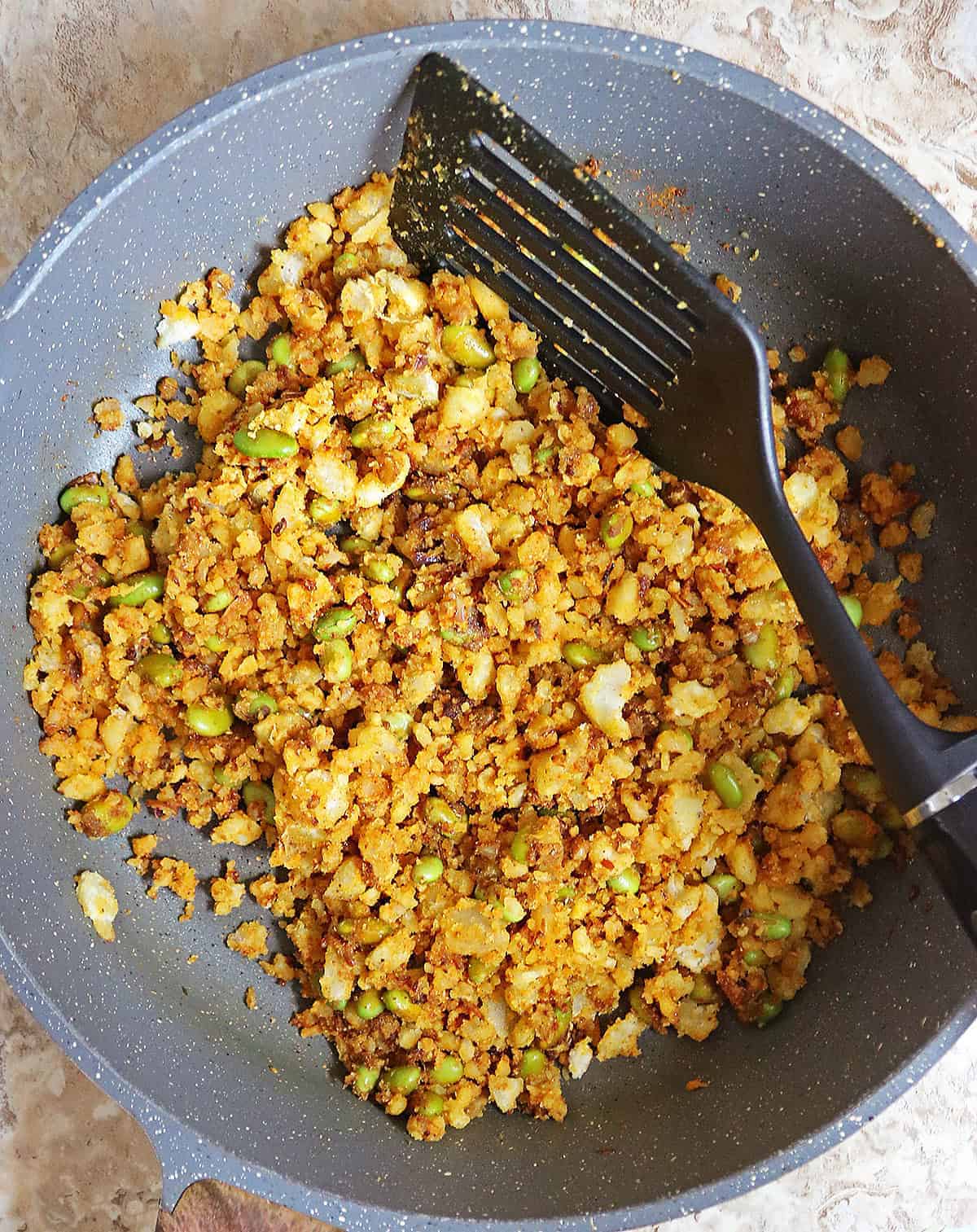 Delicious edamame saute