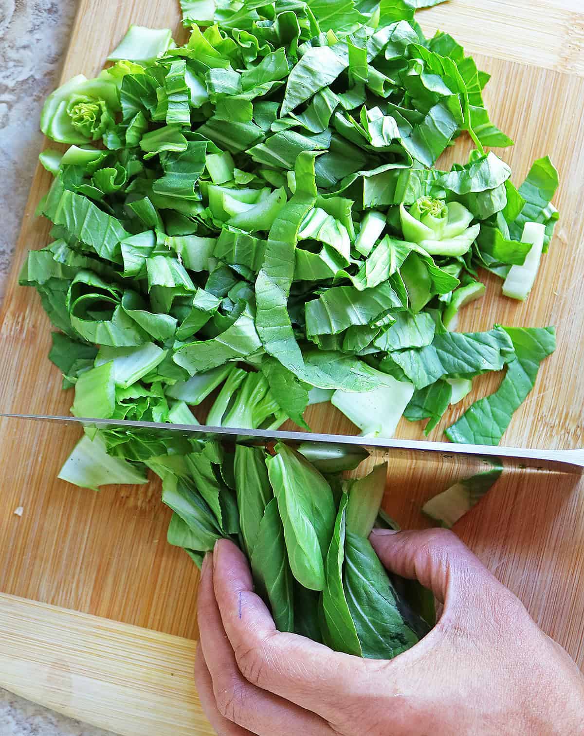 Cutting the bok choy