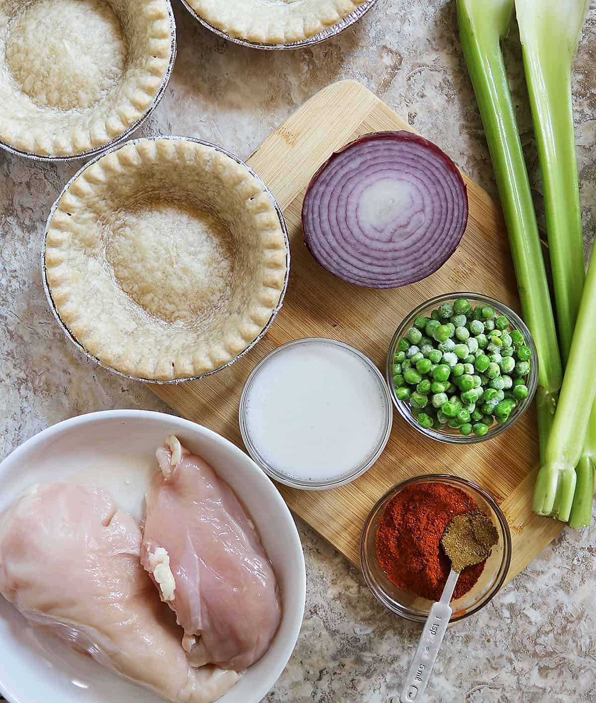 Ingredients for chicken curry pot pie