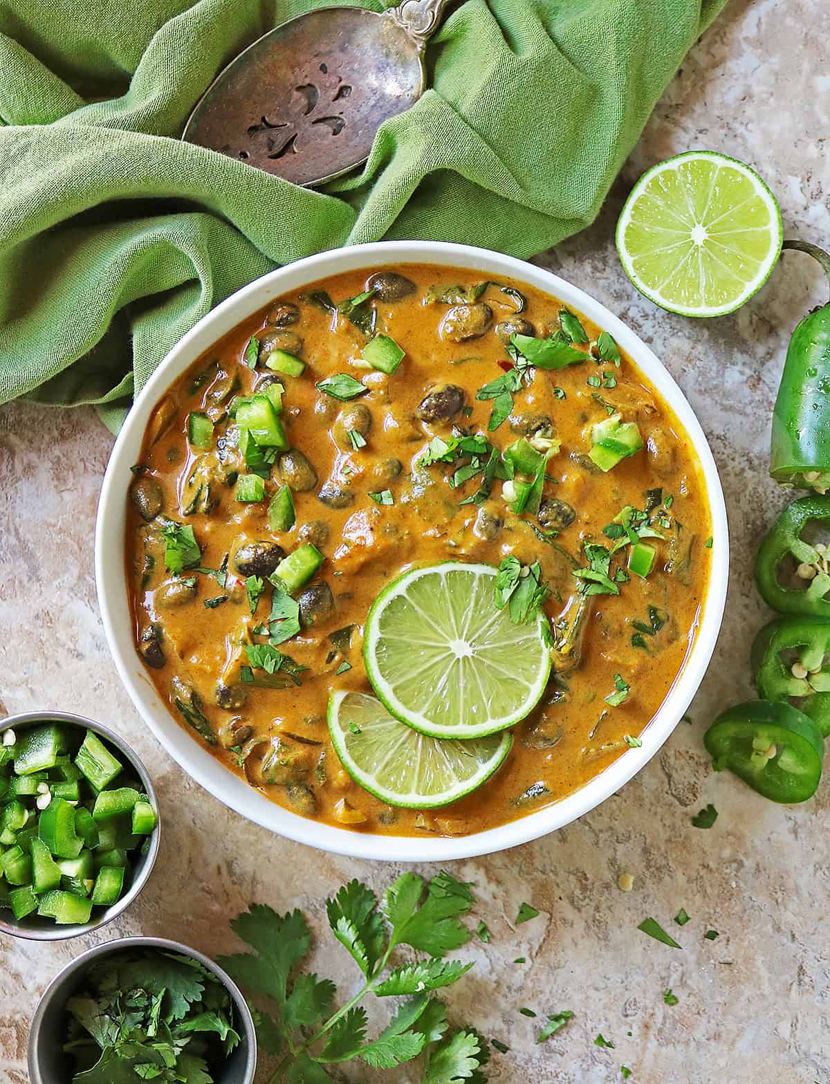 Simple unique bok choy and black bean curry.