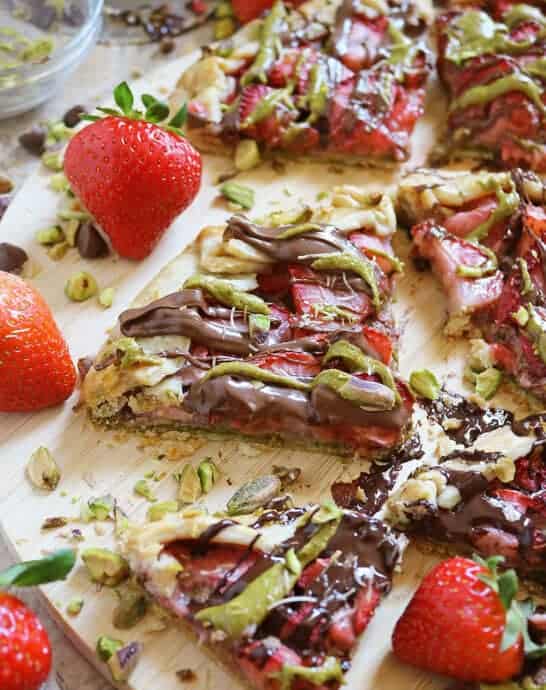 Slice of Dubai Chocolate Strawberry Galette