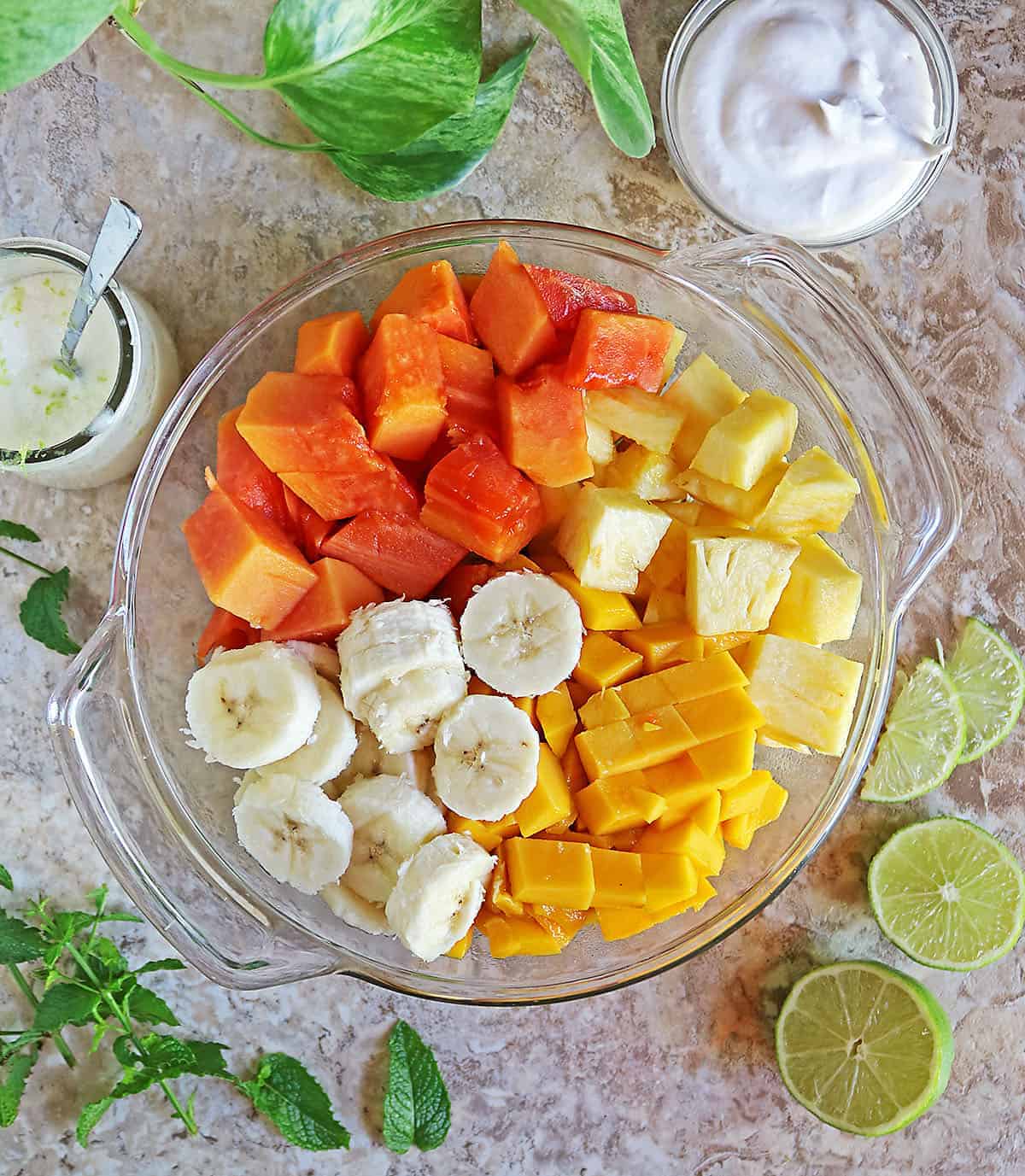 Sri Lankan fruit salad ready to be mixed