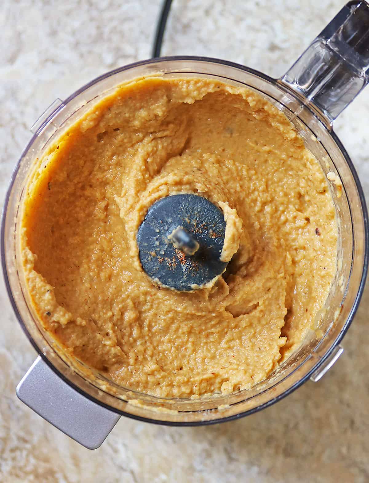 blended harissa bean dip