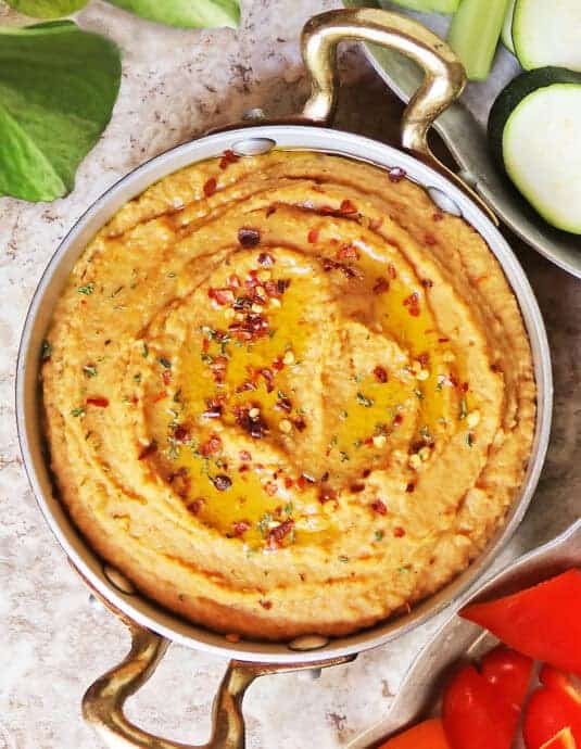 simple harissa white bean dip.