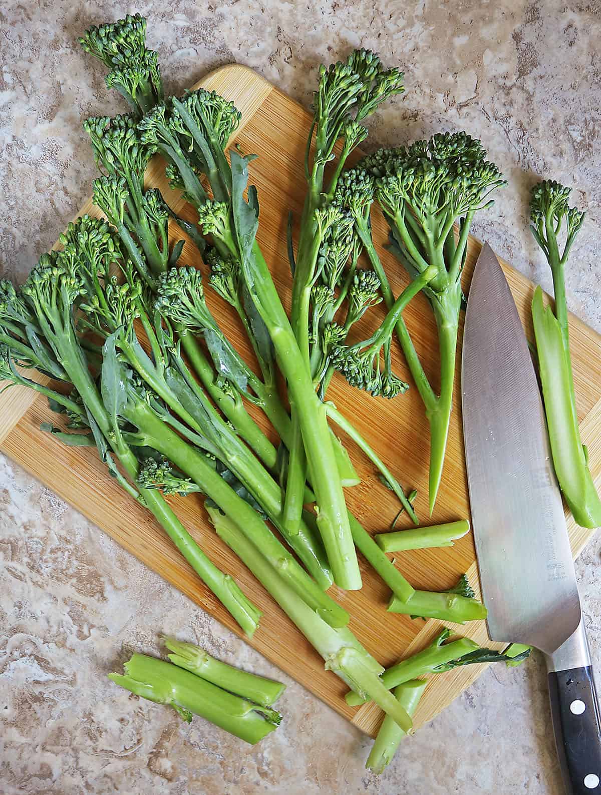 prepping the broccolini