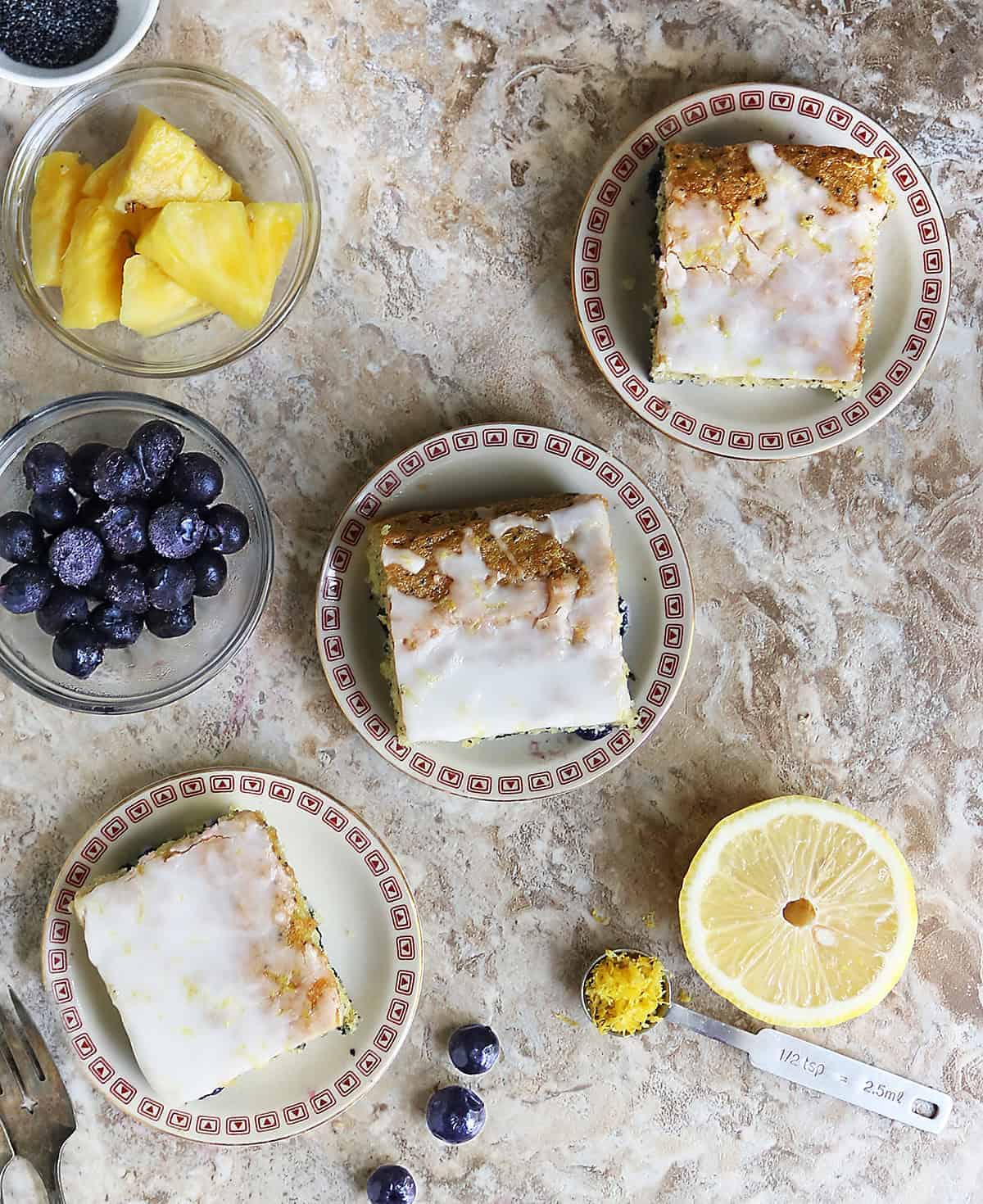 Pineapple Blueberry Lemon Poppyseed Cake