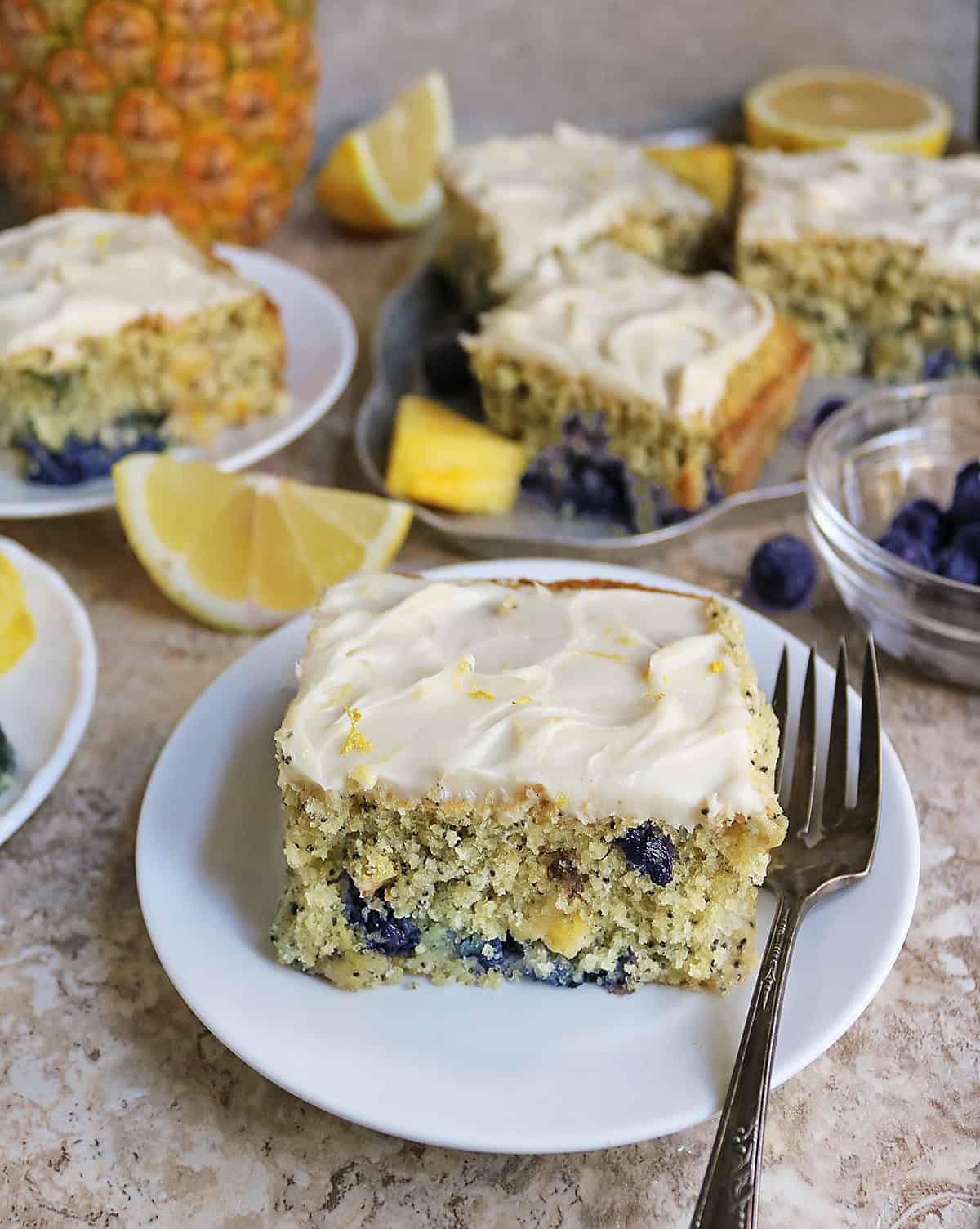 refined sugar-free version of the Pineapple Blueberry Lemon Poppyseed Cake