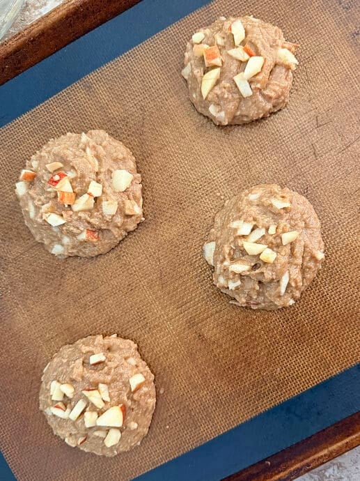 4 muffin tops ready to be baked