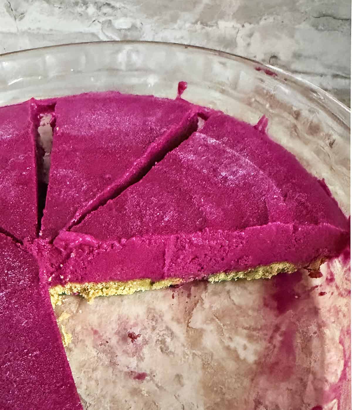 Cross section of this white chocolate beet pie