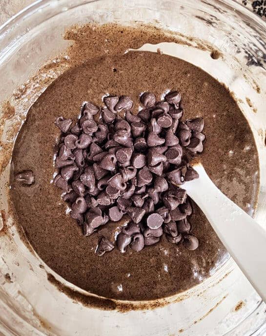 adding the chocolate chips in