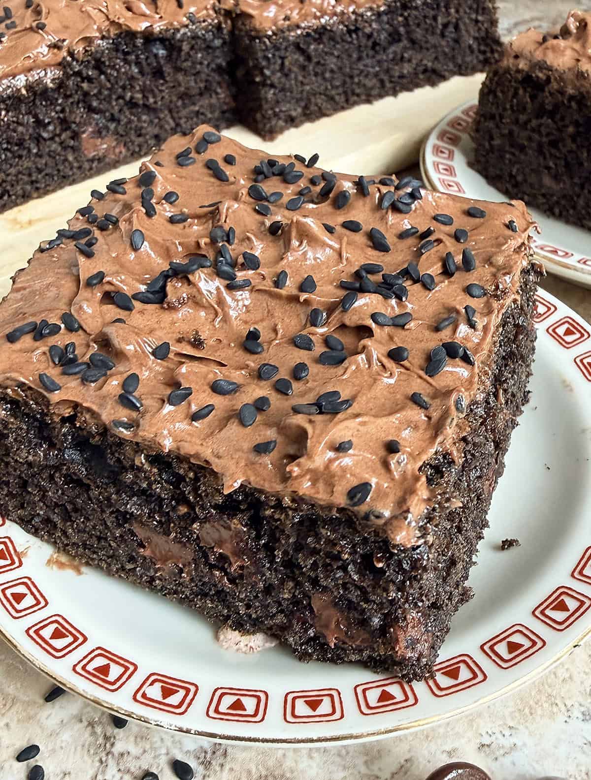 black sesame chocolate cake