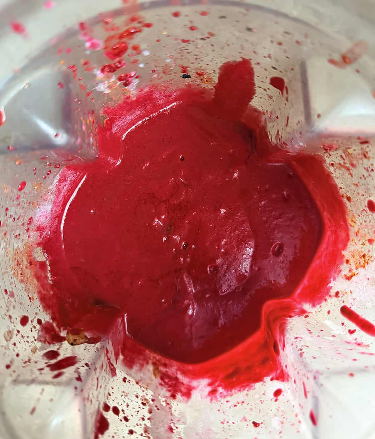 All ingrdients blended together for this delicious and vibrant roasted beet soup