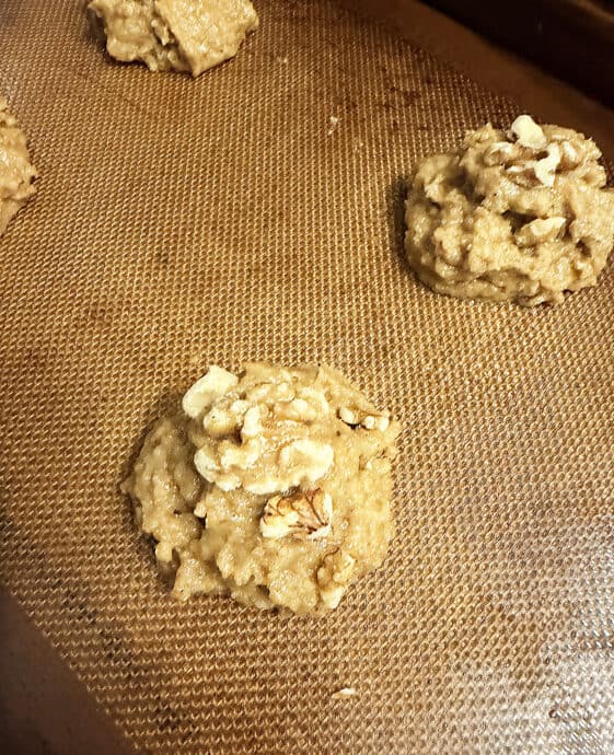 Muffin top dough with walnuts ready to bake